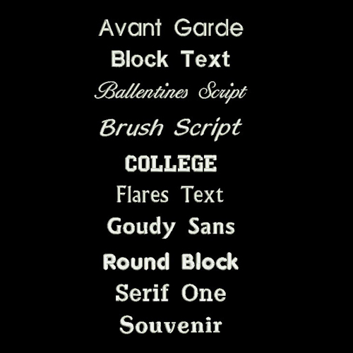 Choice of monogram fonts